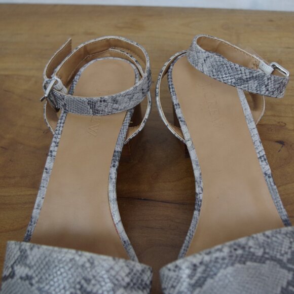 J Crew Heeled Snake Print Sandals Size 8.5 - Picture 7 of 8